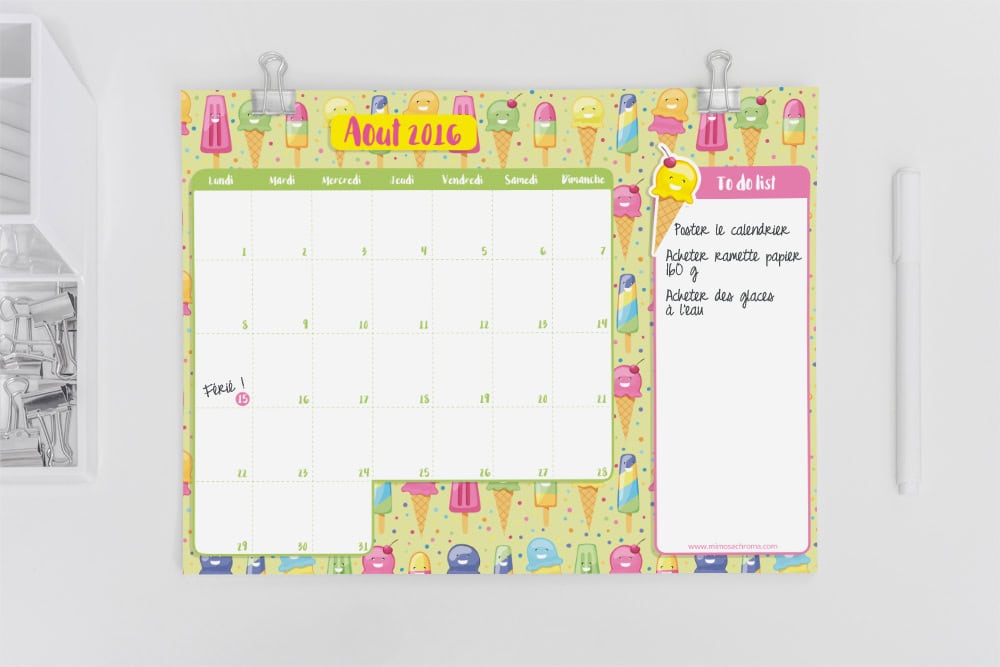Calendrier de Août 2016 (Freebies & Printable) 9 Calendrier aout 2016 avec to do list