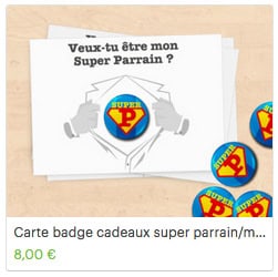 Voir sur la boutique Carte badge super parrain super marraine