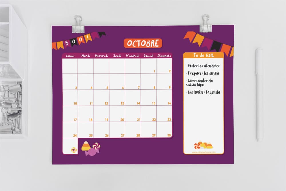 Calendrier d'Octobre 2016 avec to do list à télécharger Calendrier d'Octobre 2016 avec to do list à télécharger