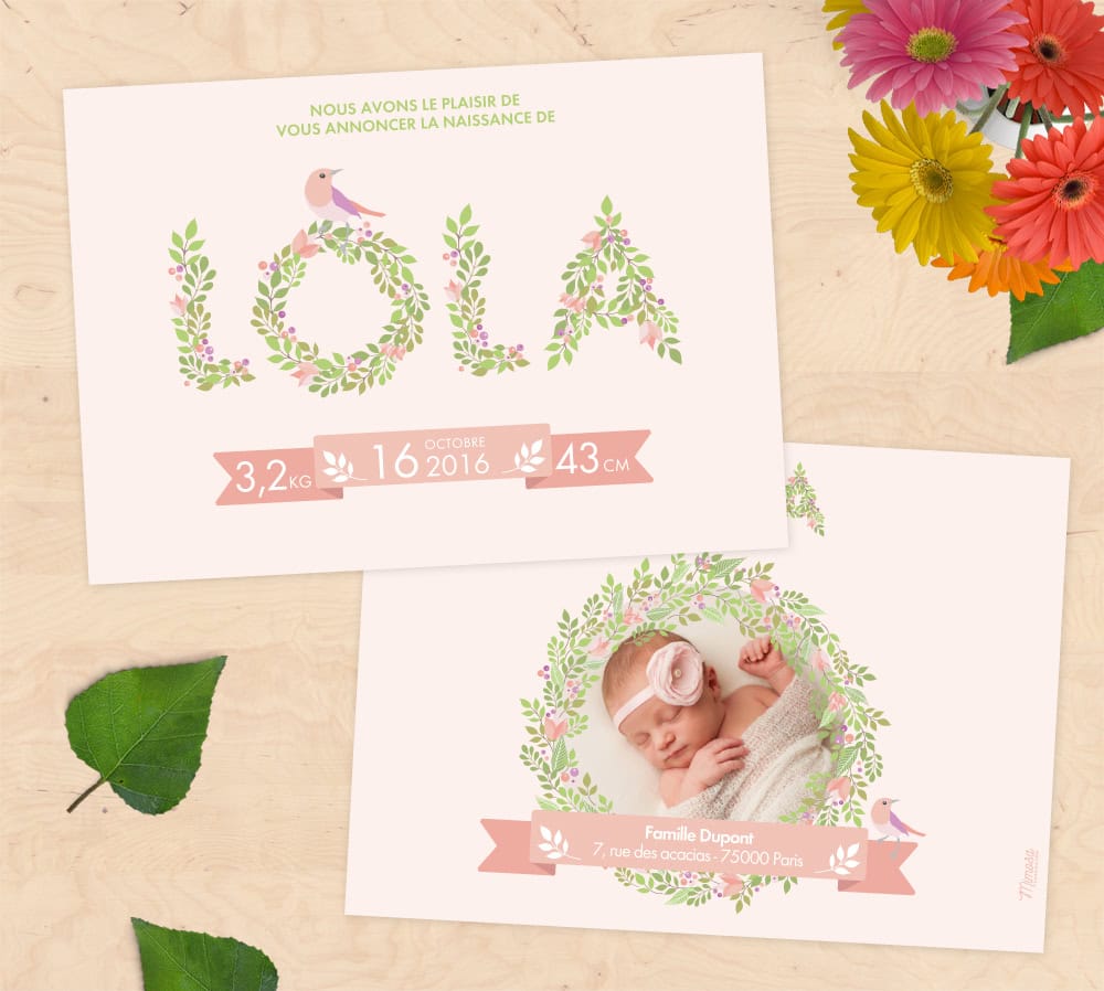 Nouveaux faire-part de naissance en mode champêtre ! 7 Fair-part de naissance fleuri
