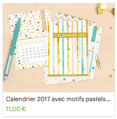 Calendrier 2017 avec motifs pastels scandinaves, cartes calendrier type project life, calendrier mural ou calendrier de planner