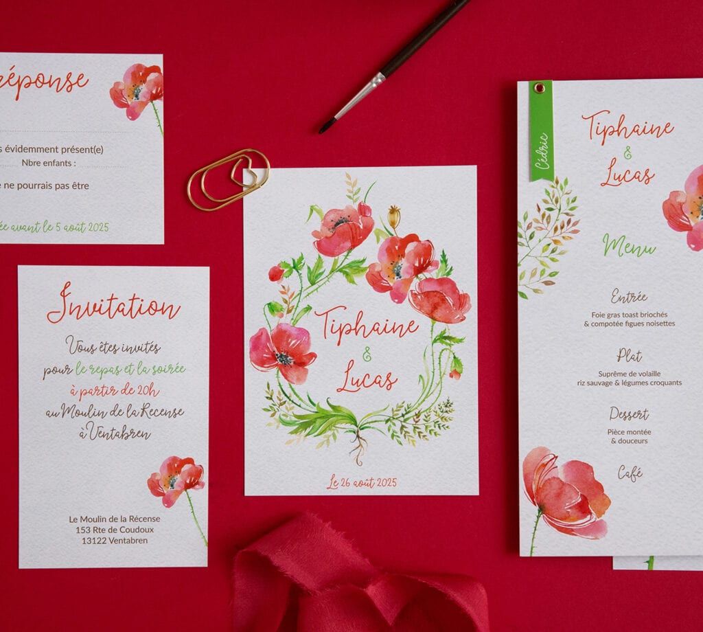 Faire-part de mariage | Collection Coquelicot 2 Faire-part de mariage - Collection coquelicot