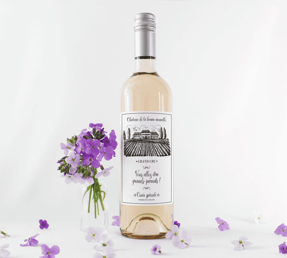 Quand annoncer sa grossesse à son entourage ? 3 Etiquette bouteille de vin personnalisée - annonce grossesse, demande témoin
