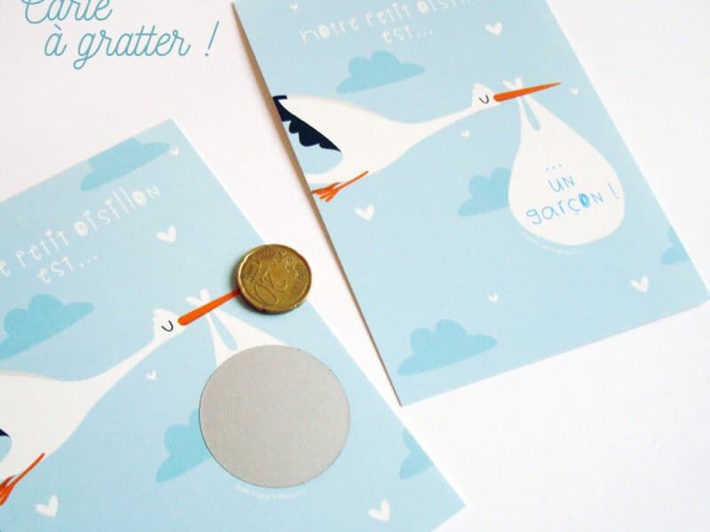 Carte à gratter annonce grossesse sexe du bébé