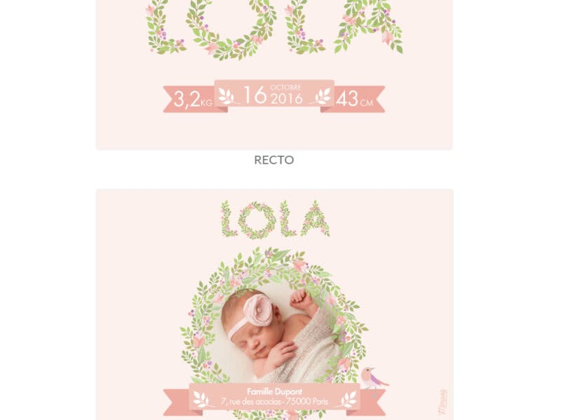 Faire-part de naissance personnalisable