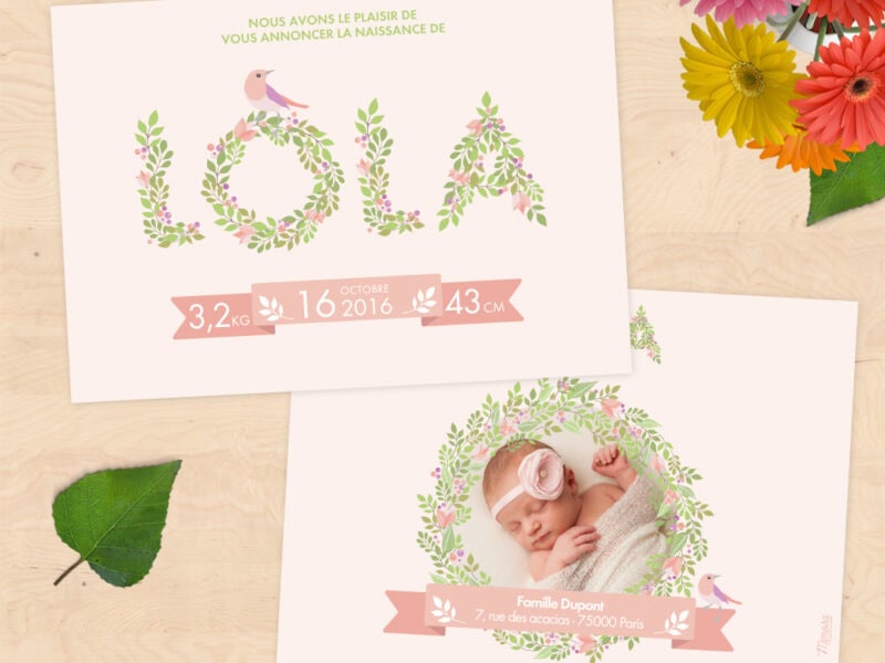 Faire-part de naissance - Collection fleurie