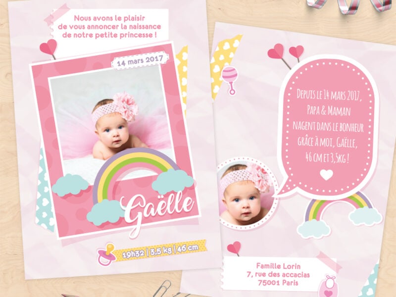Faire-part de naissance - Collection scrapbooking