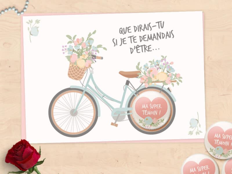 Carte-badge demande de témoin et demoiselle d'honneur
