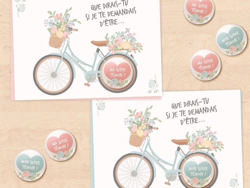 Lot de 2 cartes-badges demande de témoins