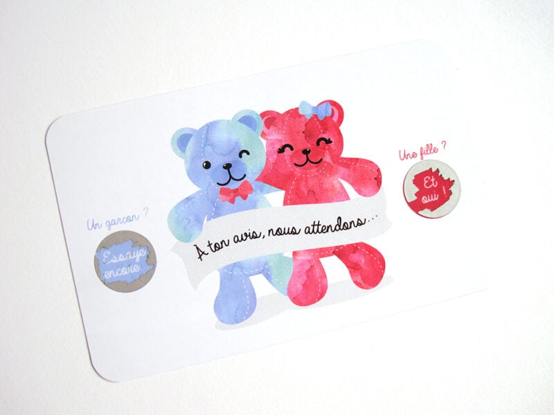 Mini carte à gratter annonce sexe du bébé - nounours – Image 3
