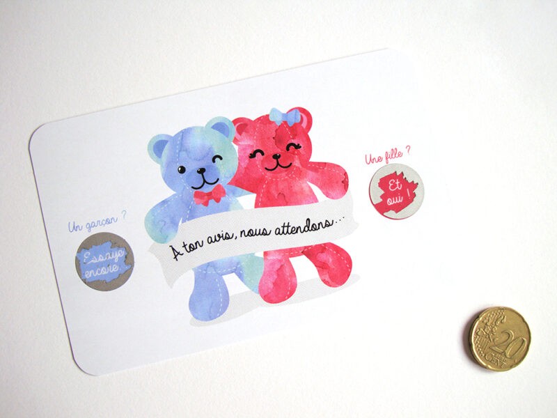 Mini carte à gratter annonce sexe du bébé - nounours – Image 4