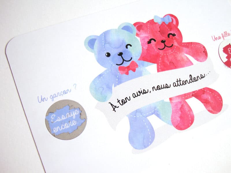 Mini carte à gratter annonce sexe du bébé - nounours – Image 5
