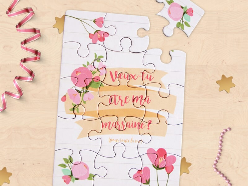Carte-puzzle demande de parrain/marraine