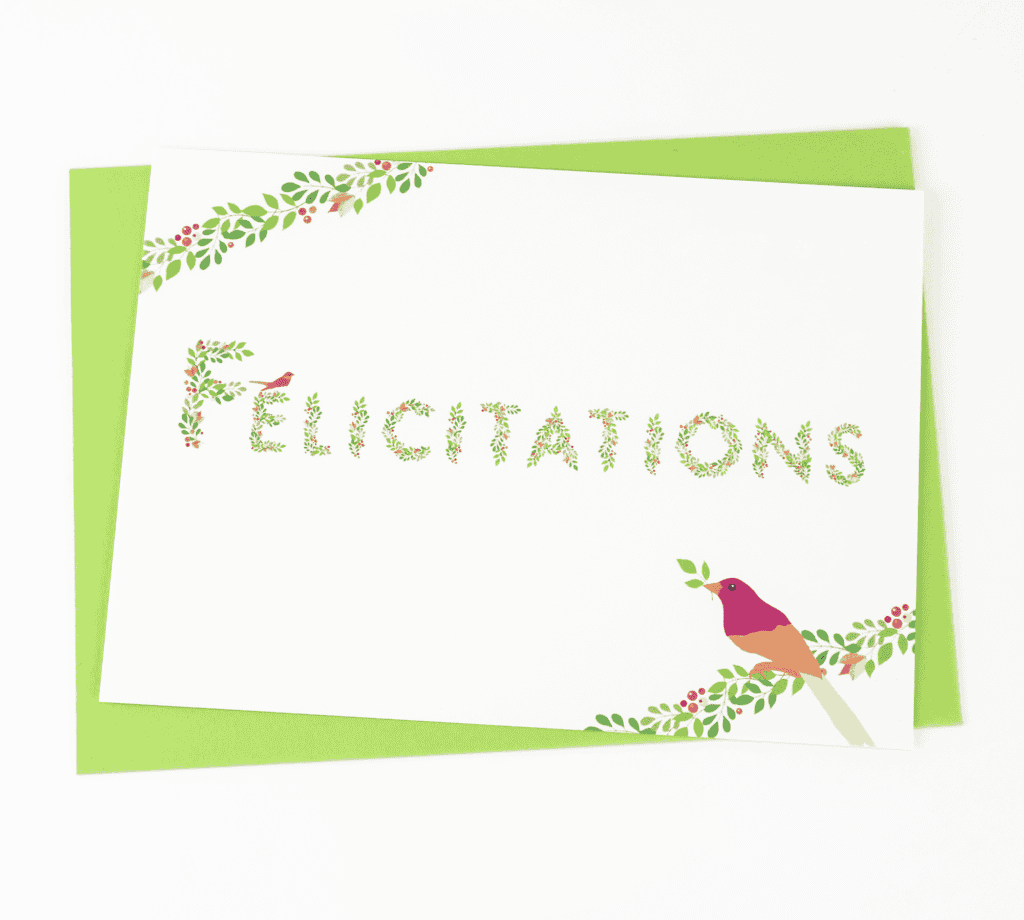 Carte de félicitations pour mariage, naissance, examen