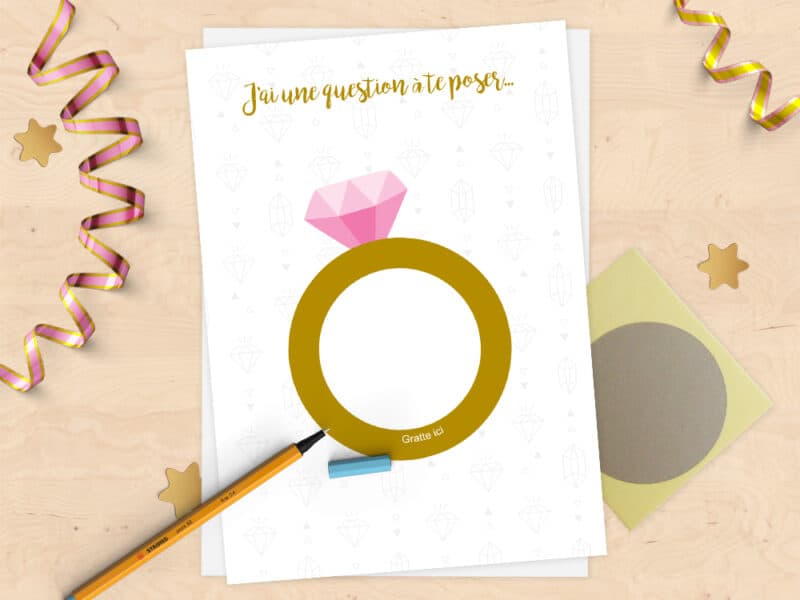 Carte annonce à gratter à personnaliser - bague