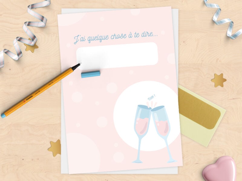 Carte annonce à gratter à personnaliser - Champagne