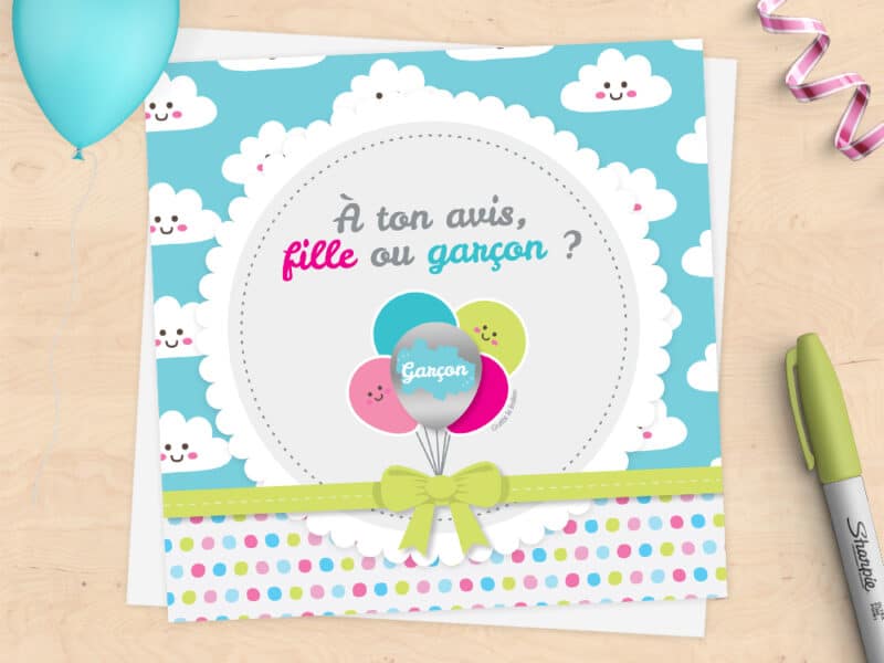 Carte à gratter annonce sexe du bébé - ballons