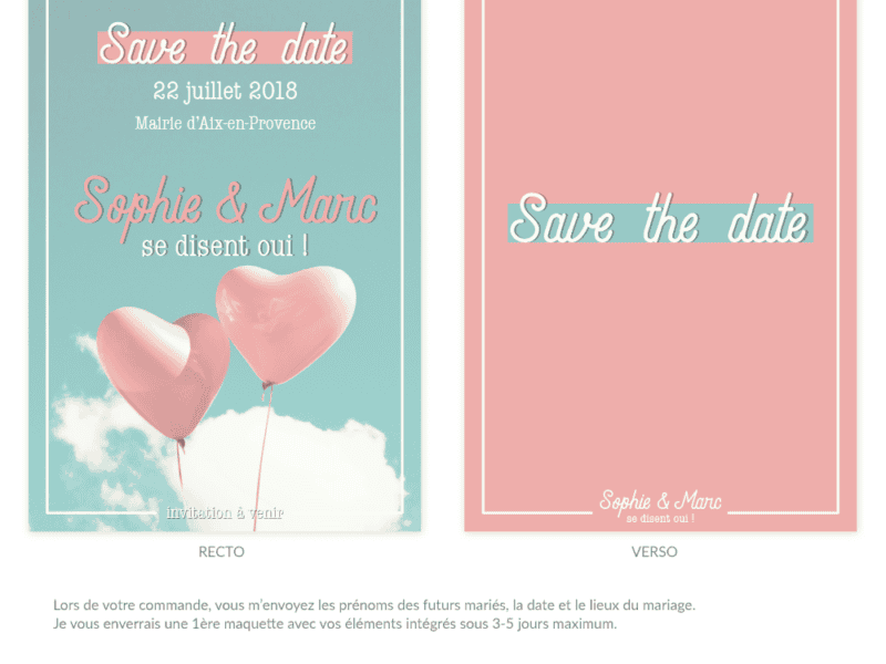 Save the Date, faire-part de mariage personnalisable