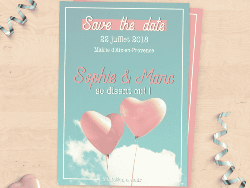 "Save the Date" ballons en cœur