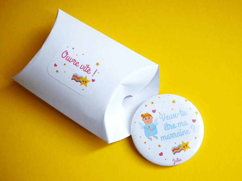 Badge ou magnet personnalisé pour demande de marraine – Image 5