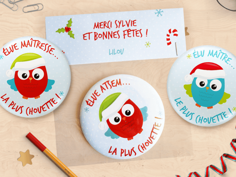 Magnet cadeau de noël pour Maîtresse, Maître, ATSEM ou Nounou personnalisé
