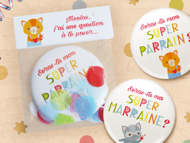 Magnet pour demande de parrain/marraine personnalisé