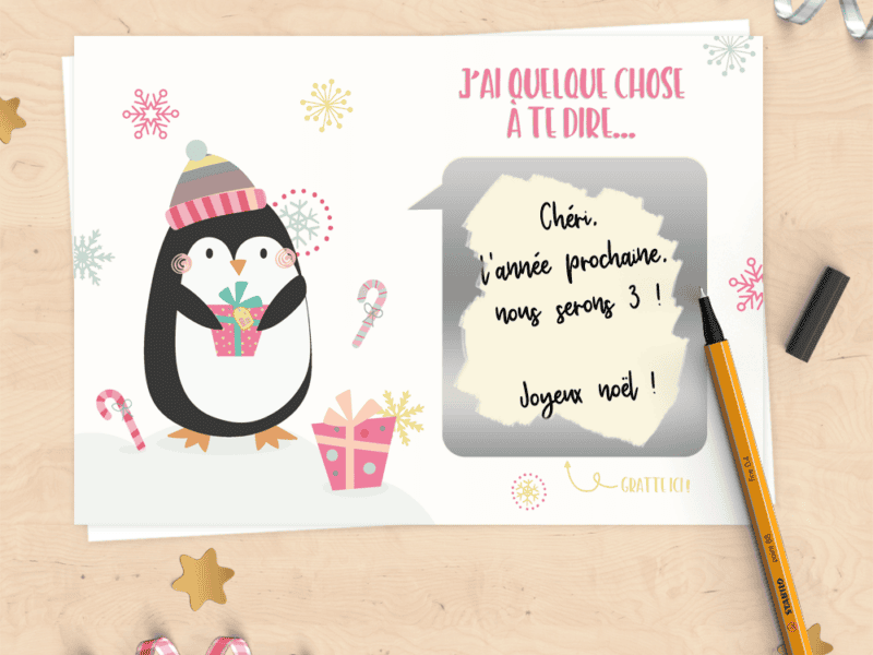 Carte annonce à gratter à personnaliser - spécial noël
