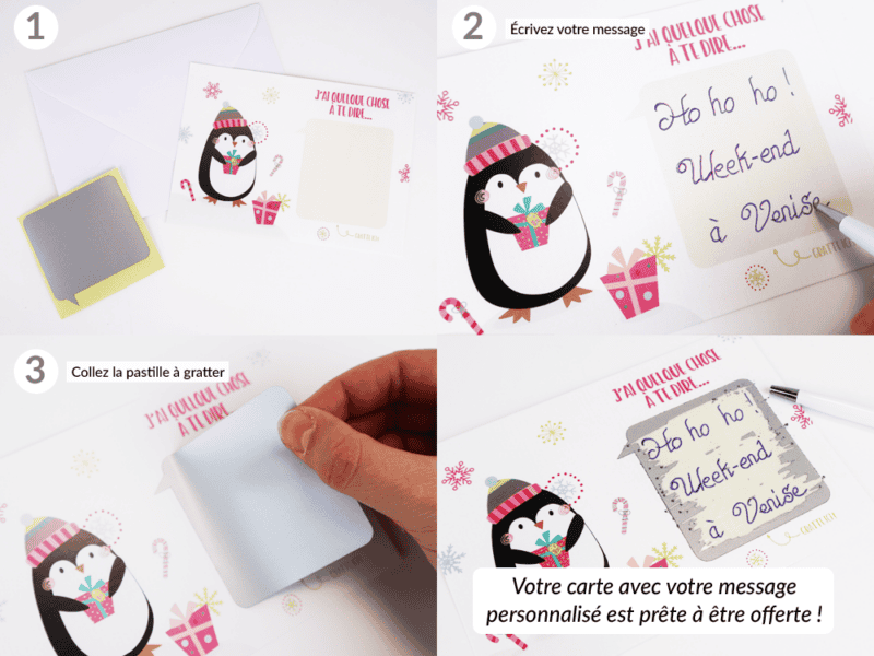 Carte annonce à gratter à personnaliser - spécial noël