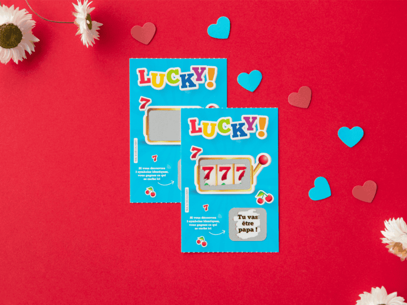 Carte à gratter annonce grossesse – Style ticket de jeu à gratter pour futur papa Carte à gratter annonce grossesse - Style ticket de jeu à gratter pour futur papa