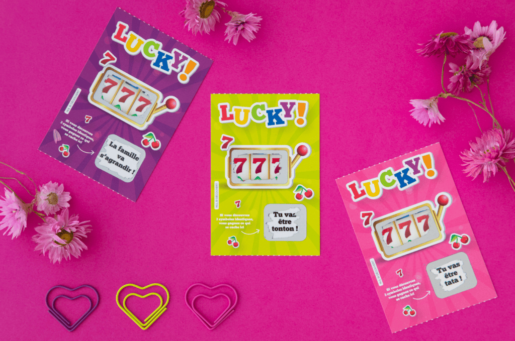 Carte à gratter annonce grossesse - Style ticket de jeu à gratter pour futur tata, tonton