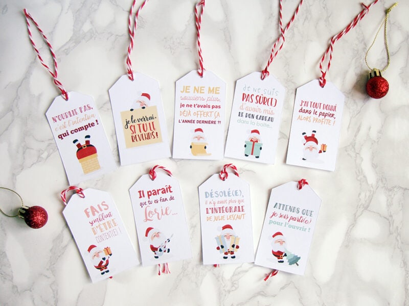 Lot de 9 tags pour cadeaux de noël - humour – Image 3