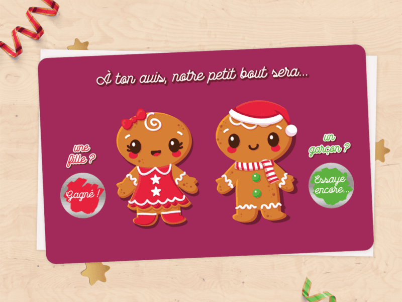 Mini carte à gratter annonce sexe du bébé - bonhomme de pain d'épices