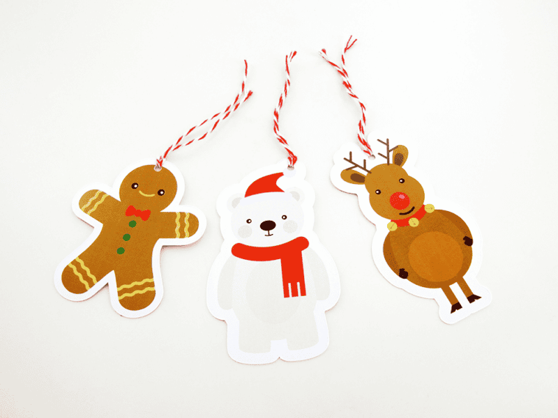 Lot de 9 tags pour cadeaux de noël - Formes de bonhomme, ours et renne – Image 7