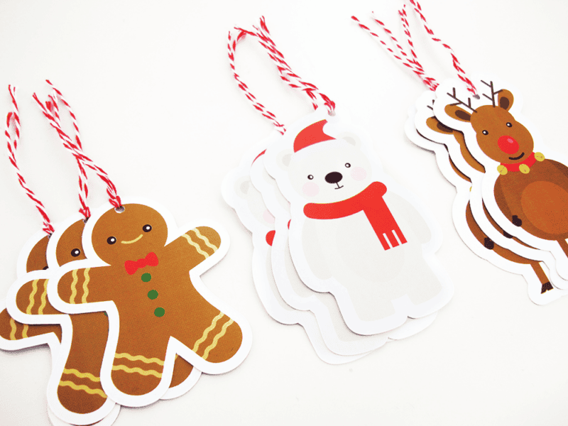 Lot de 9 tags pour cadeaux de noël - Formes de bonhomme, ours et renne – Image 6