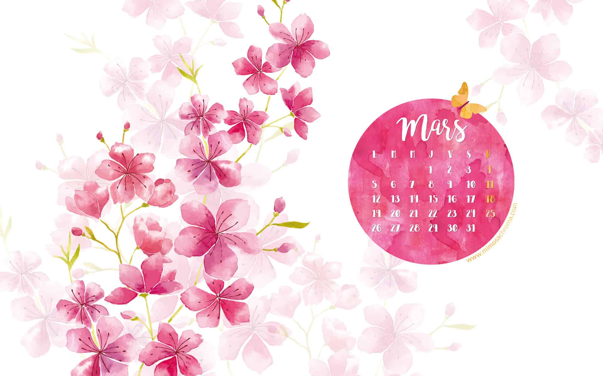 Calendrier de mars à télécharger