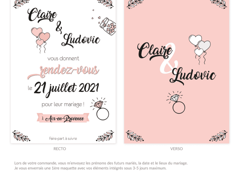 Faire-part de mariage « Save the Date » personnalisé – Collection douceur romantique Faire-part de mariage "Save the Date" personnalisé - Collection douceur romantique