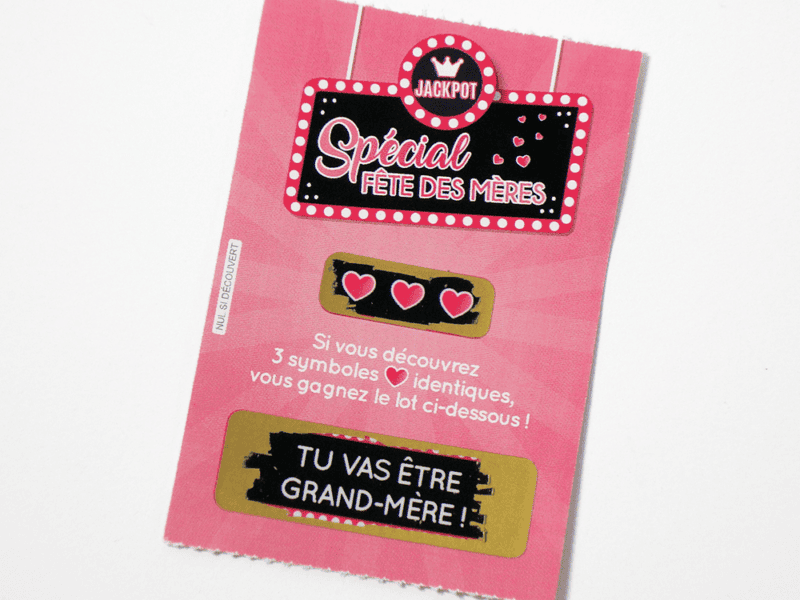 Carte à gratter annonce grossesse spécial fête des mères, fête des pères – Style ticket de jeu à gratter Carte à gratter annonce grossesse spécial fête des mères, fête des pères - Style ticket de jeu à gratter