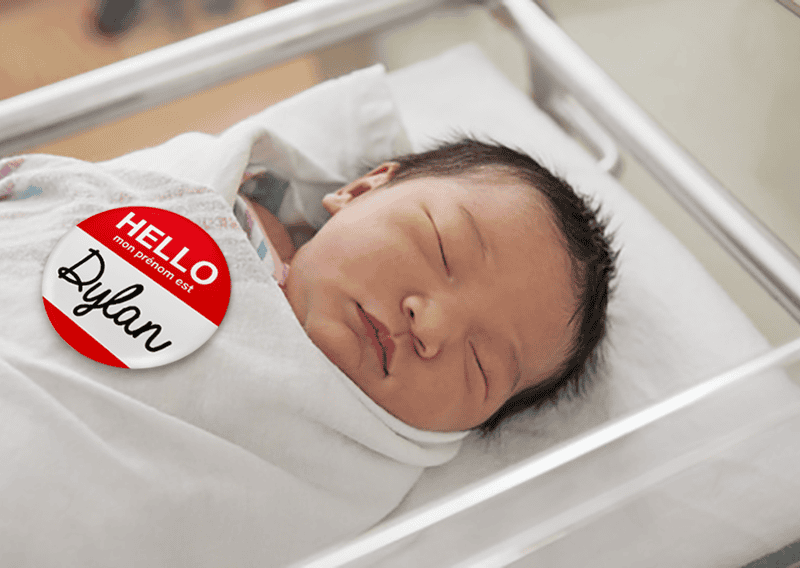 Badge naissance annonce prénom de bébé