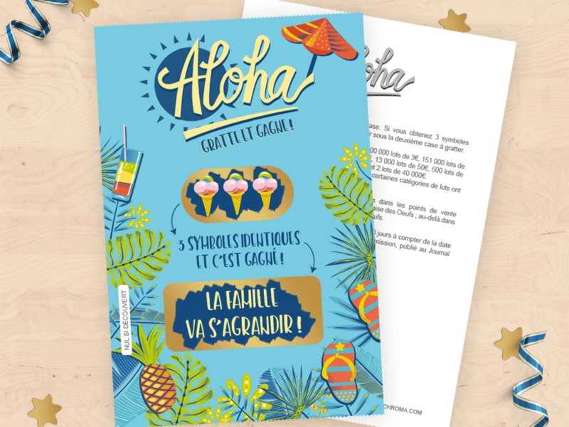 Carte à gratter annonce grossesse - Style ticket de jeu à gratter spécial été !