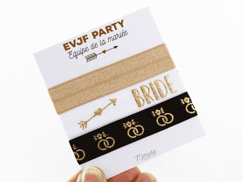 Élastiques à cheveux, bracelet élastique pour EVJF - Equipe de la mariée / Bride tribe, cadeau témoin mariage