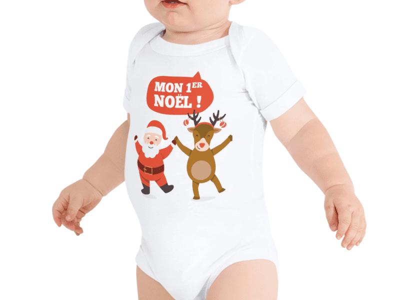 Body bébé Noël « Mon 1er Noël », père noël et renne Body bébé Noël "Mon 1er Noël", père noël et renne