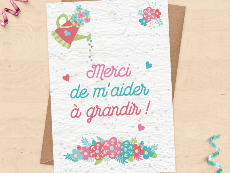 Carte à planter pour cadeau nounou, Maîtresse, ATSEM - merci nounou, merci atsem, merci maitresse