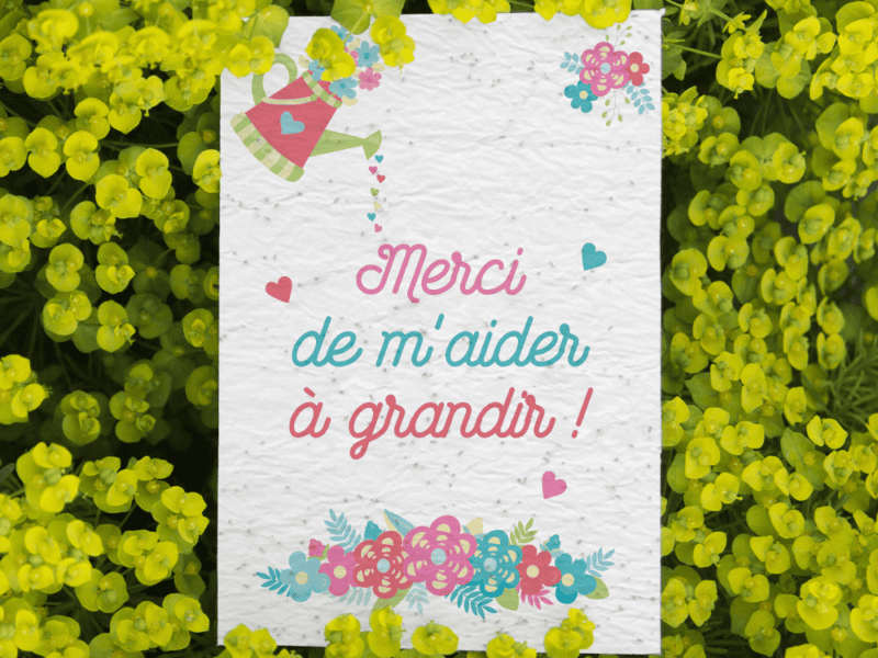 Carte à planter pour cadeau nounou, Maîtresse, ATSEM - merci nounou, merci atsem, merci maitresse