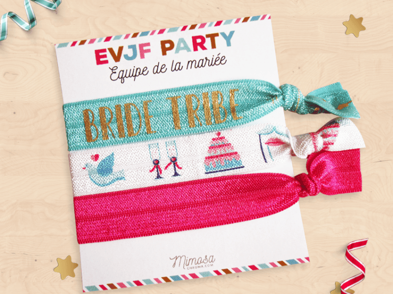 Élastiques à cheveux, bracelet élastique pour EVJF - Equipe de la mariée / Bride tribe, cadeau témoin mariage