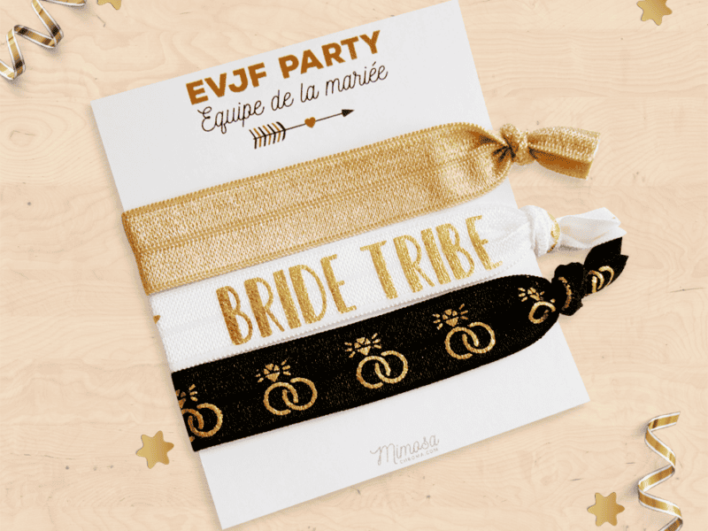 Élastiques à cheveux, bracelet élastique pour EVJF - Equipe de la mariée / Bride tribe, cadeau témoin mariage
