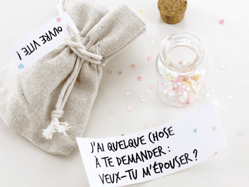 Fiole pour annonce grossesse, demande de témoin, demande de parrain/marraine - petite bouteille en verre avec message surprise