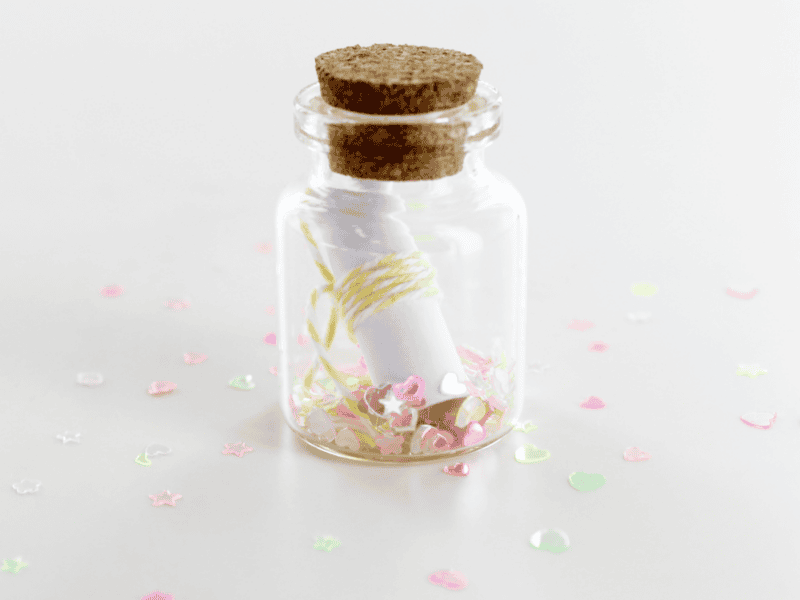 Fiole pour annonce grossesse, demande de témoin, demande de parrain/marraine - petite bouteille en verre avec message surprise