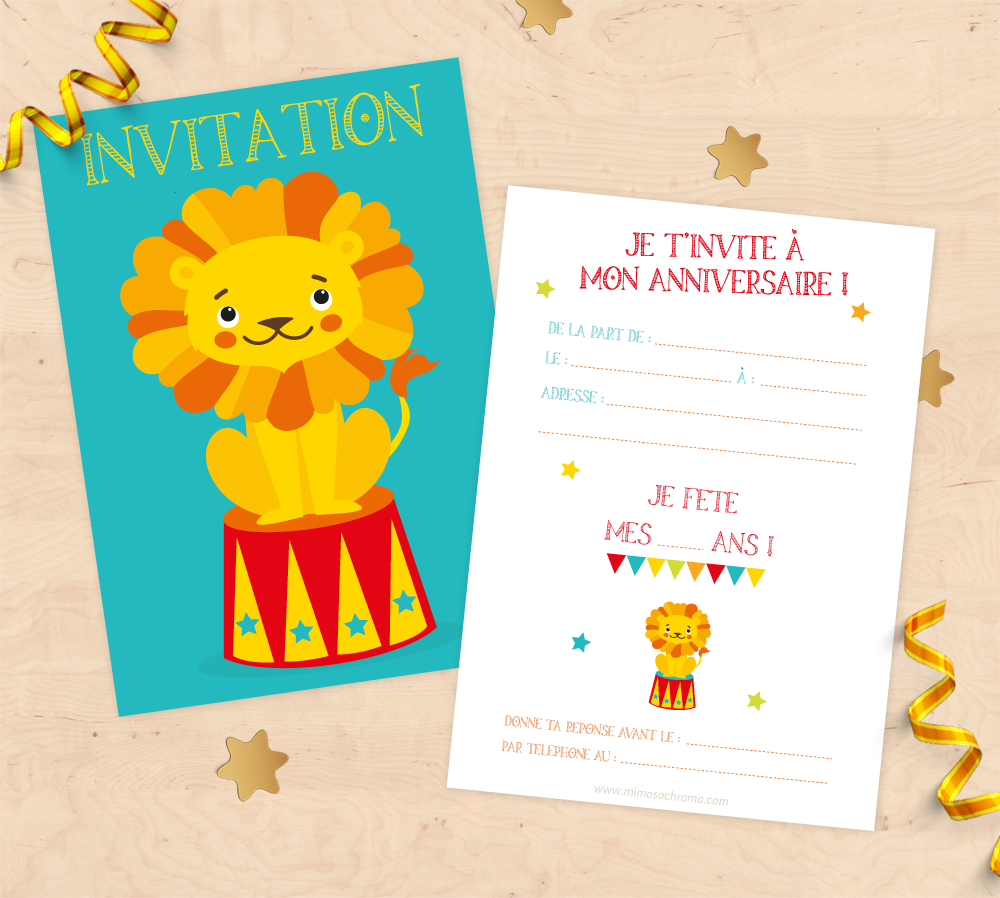 Cartons D Invitation Anniversaire Enfant Theme Lion De Cirque Mimosa Chroma Cartons D Invitation Anniversaire Enfant Theme Lion De Cirque Mimosa Chroma