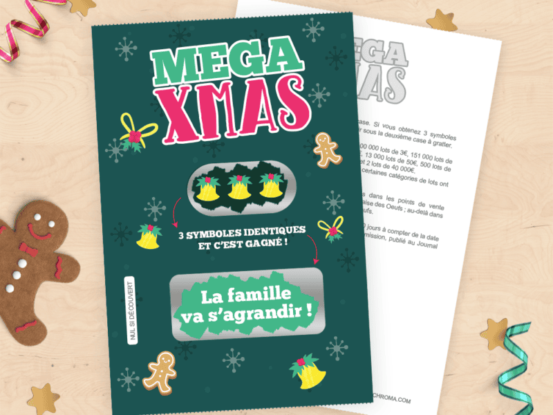 Carte à gratter annonce grossesse - Ticket jeu de grattage spécial noël !