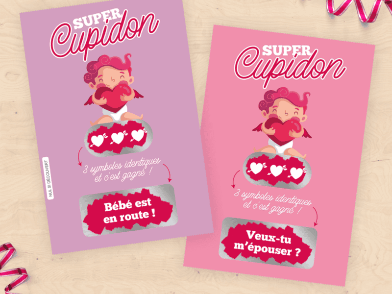 Carte à gratter annonce grossesse ou mariage - Style ticket de jeu à gratter